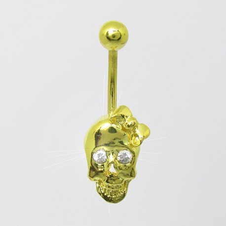 Piercing de Umbigo Dourado - Caveira - 1CAV04