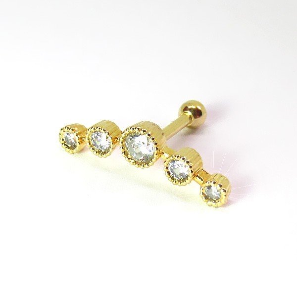 Piercing Cluster Zircônia Banhado a Ouro 6ORE540 Piercing Mania