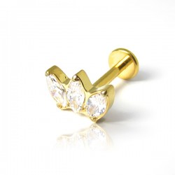 Piercing de Tragus Labret - Coroa de Zircônia - Titânio PVD Gold - 7TRG94