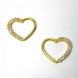Piercing para Orelha Daith Coração em Prata com Zircônias - Banhado a Ouro - 6ORE651
