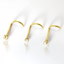 Piercings de Nariz - Dourado - PVD Gold - Zircônia - Aço Cirúrgico - 2NAA75