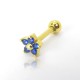 Piercing de Orelha em Aço Cirúrgico - Dourado - Mini Florzinha Azul - 6ORE676