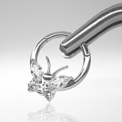 Piercing Luxo Daith - Argolinha Clicker em Titânio Natural - Borboleta - 6ORE803