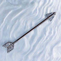 Piercing Transversal Luxo em Titânio - Flecha com Zircônias - 5TRA106