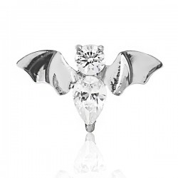 Piercing de Orelha Labret - Morcego com Zircônias - Titânio - 7TRG235